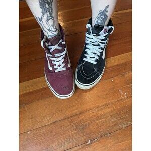 Vans Shoes Lot 2 Pair Sneakers Women 8.5 Bundle Skate High Top Black Red USED